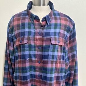NWT LL Bean Women's Fleece-Lined Snap Front Flannel Sz XL